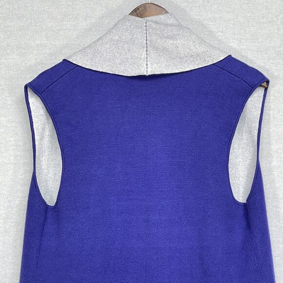 Chico's Open Front Circle Sleeveless Cardigan Sweater Blue Tight Knit - Picture 7 of 10